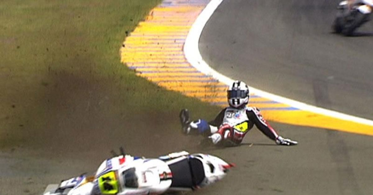 Randy De Puniet crash in Le Mans QP