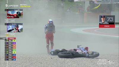 WATCH: Pressure tells as Alex Marquez crashes out of P3