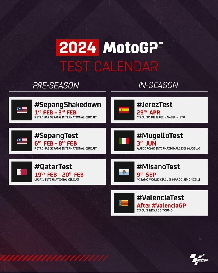 Calendario Test Motogp 2024 Vida Allyson