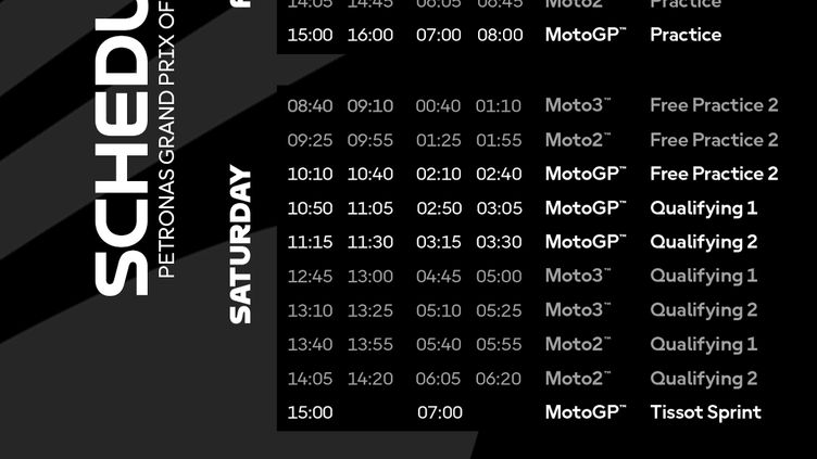 Schedule Malaysian GP