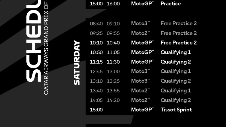 Time Schedule, Qatar Airways Grand Prix of Portugal