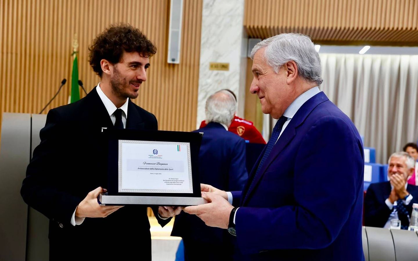 Bagnaia, Bezzecchi, Rossi and more honoured in Italy ©ANSA/MAECI