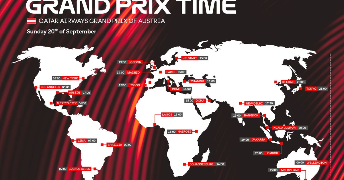 เปิดตารางเวลา Austrian GP รอบที่ 15 ที่ Red Bull Ring